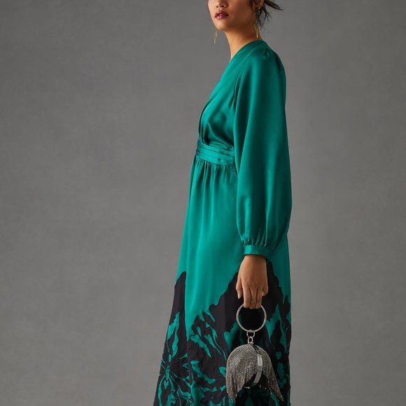 Anthropologie Nikasha Embroidered Satin Dress - Picture 3 of 7